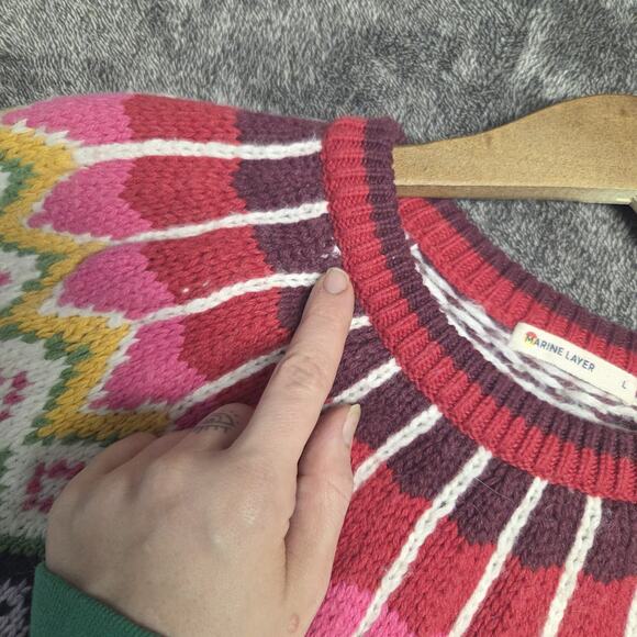 Marine Layer Coastal Grandma Patterned Sweater Wool Alpaca Blend Size Large - Picture 5 of 8